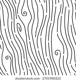 Fondo de patrón de madera. Textura inconsútil de madera. Textura de grano de madera. Patrón ondulado sin fisuras. Fondo de madera dibujado a mano. Fondo Abstractas gris. Ilustración vectorial en blanco y negro.
