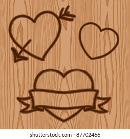 Wood Pattern With Heart Brand Symbol Background