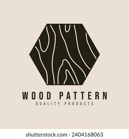 wood pattern vintage logo icon and symbol vector illustration minimalist design with hexagon style