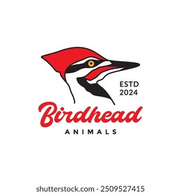 hölzerner specht vogel schönheit rothaarige linie bunte logo design vektor