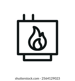 Wood pellet stove isolated icon, pellet boiler vector symbol with editable stroke