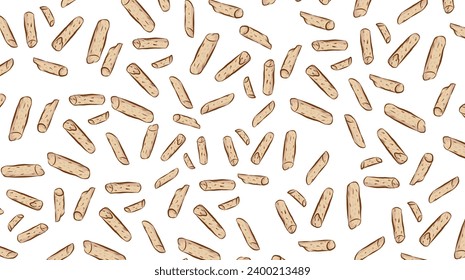 Wood Pellets elements Pattern, Brown pellets on a white background, isolated. Vector illustration in flat style.
