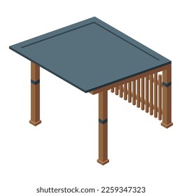 Wood pergola icon isometric vector. House construction. Summer roof