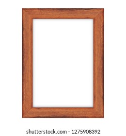 Wood picture frame on white background
