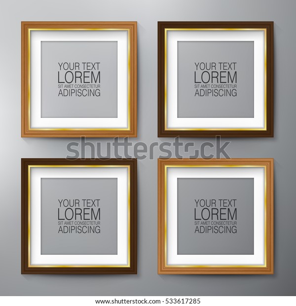 Wood Picture Frame Vector Illustrator Stock Vektorgrafik Lizenzfrei