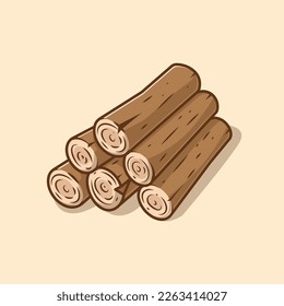 Wood Pile Cartoon Vector Icon Illustration. Object Nature Icon Concept Isolated Premium Vector. Flat Cartoon Style