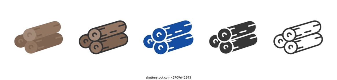 Holzstapel-Icon-Set Multi-Stil verschiedene Kollektion