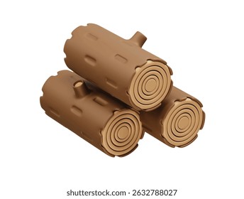 Wood piles icon 3d rendering illustration	