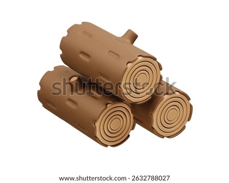 Wood piles icon 3d rendering illustration	