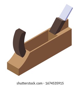 Wood plane icon. Isometric of wood plane vector icon for web design isolated on white background