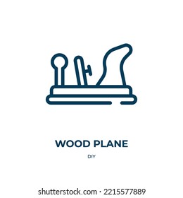 Wood plane icon. Linear vector illustration from diy collection. Outline wood plane icon vector. Thin line symbol for use on web and mobile apps, logo, print media.