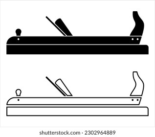 Wood Planer Icon, Wood Surface Planer Tool Icon Vector Art Illustration