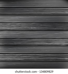 Wood plank black, dark texture background. Vector