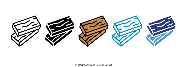 Wood Plank Icon Set Multiple Style Collection