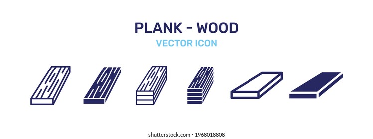 Wood plank icon set. Vector illustration