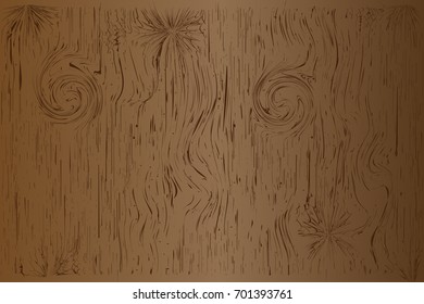 wood plank pattern texture and gnarl line surface, brown beautiful board for background. Vector illustration