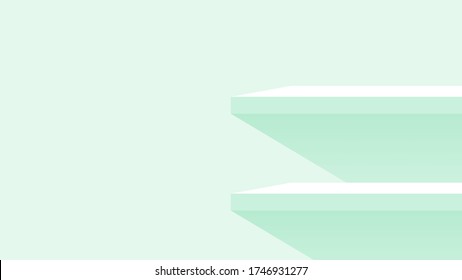 wood plank shelf on wall green pastel soft color, modern shelf for display show on space wall room, cute and chic counter desk panel for decoration, empty table top panel green, background copy space