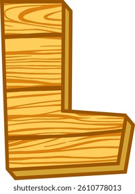 Wood Plank Style Letter Vector Element Alphabet L