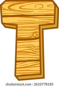 Wood Plank Style Letter Vector Element Alphabet T