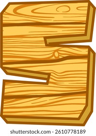 Wood Plank Style Letter Vector Element Alphabet S