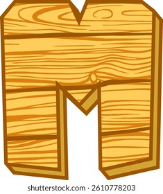Wood Plank Style Letter Vector Element Alphabet M