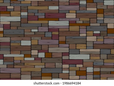 Wood plank texture arranged in a patchwork pattern