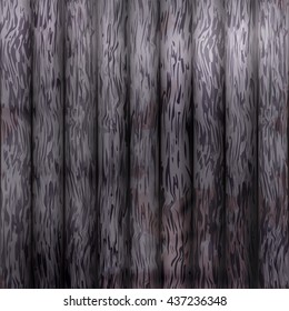 Wood plank texture background. Vector illustration black and white wooden background. Old gray wall. Fade in the sun old board.