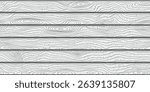 Wood plank wall, horizontal slats, wood texture seamless pattern, gray shades, vector design