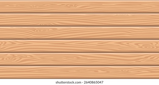 Wood plank wall, horizontal slats, wood texture seamless pattern, vector design