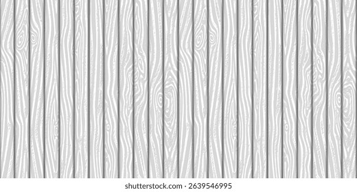 Wood plank wall, vertical slats, wood texture seamless pattern, gray shades, vector design