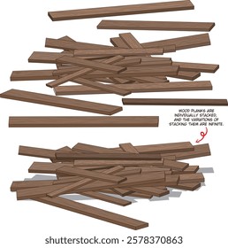 Wood planks, each unique, are perfect for stacking or animating in your projects and add depth to your creative ideas!