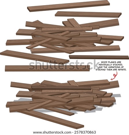 Wood planks, each unique, are perfect for stacking or animating in your projects and add depth to your creative ideas!