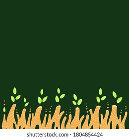 wood plant frame on dark green background