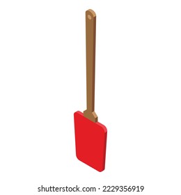 Wood plastic spatula icon isometric vector. Baking wooden. Bbq mixing