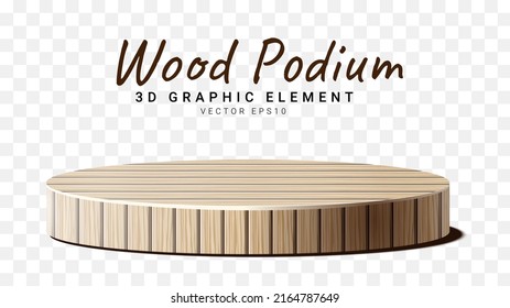 Wood Podium on transparent background. Vector illustration
