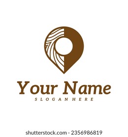 Plantilla de diseño del logotipo de Wood Point. Ilustración vectorial del logotipo de la Madera Creativa.