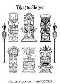 Wood Polynesian Tiki Idols Gods Statue Stock Vector (Royalty Free ...