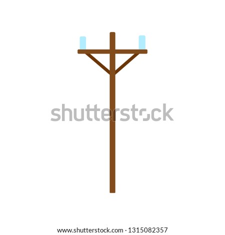 Wood power line icon. Power line flat vector design illustration isolated on white background