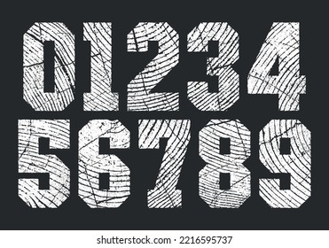 Wood Print Numbers. Vintage Woodcut Letterpress Condensed Display Font. Works well at large sizes. 