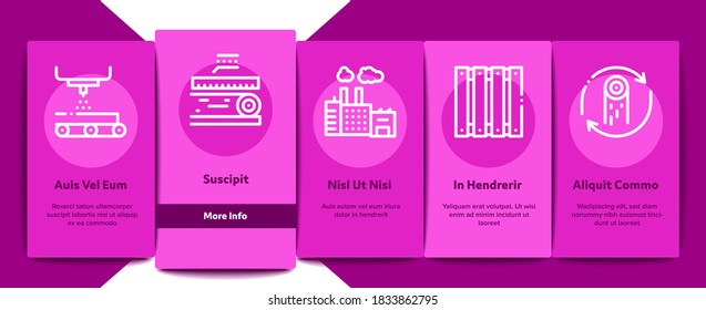Wood Production Plant Onboarding Mobile App Page Screen Vector. Wood Sawmill And Forestry Equipment, Timber And Lumber, Factory And Wooden Fence Color Illustrations