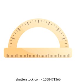 Wood protractor icon. Cartoon of wood protractor vector icon for web design isolated on white background