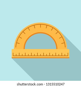 Wood protractor icon. Flat illustration of wood protractor vector icon for web design
