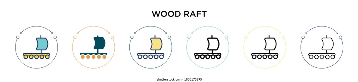 Wood raft icon in filled, thin line, outline and stroke style. Vector illustration of two colored and black wood raft vector icons designs can be used for mobile, ui, web