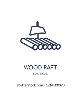 Wood Raft icon. Wood Raft linear symbol design from Nautical collection. Simple outline element vector illustration on white background.