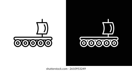 Wood Raft icon Vector isolated outline drawing.