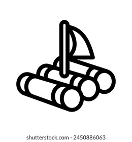 wood raft line icon illustration vector graphic. Simple element illustration vector graphic, suitable for app, websites, and presentations isolated on white background