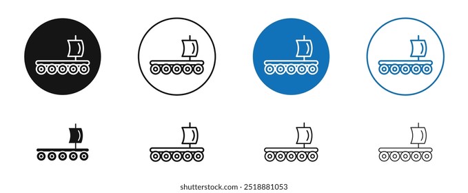 Ícone de vetor de Raft de Madeira em cores pretas e azuis