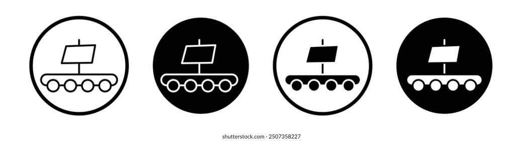 Wood Raft vector icon set black filled and outlined style.