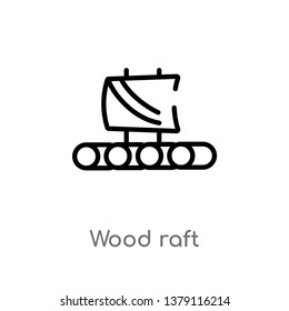 wood raft vector line icon. Simple element illustration. wood raft outline icon from nautical concept. Can be used for web and mobile