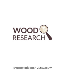 Wood Research Logo Vector Template. Magnifying Glasses With Wooden Pattern On The Lens.